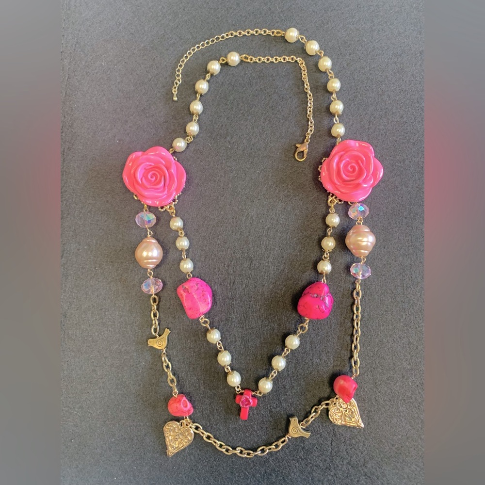 Rosary style charm necklace